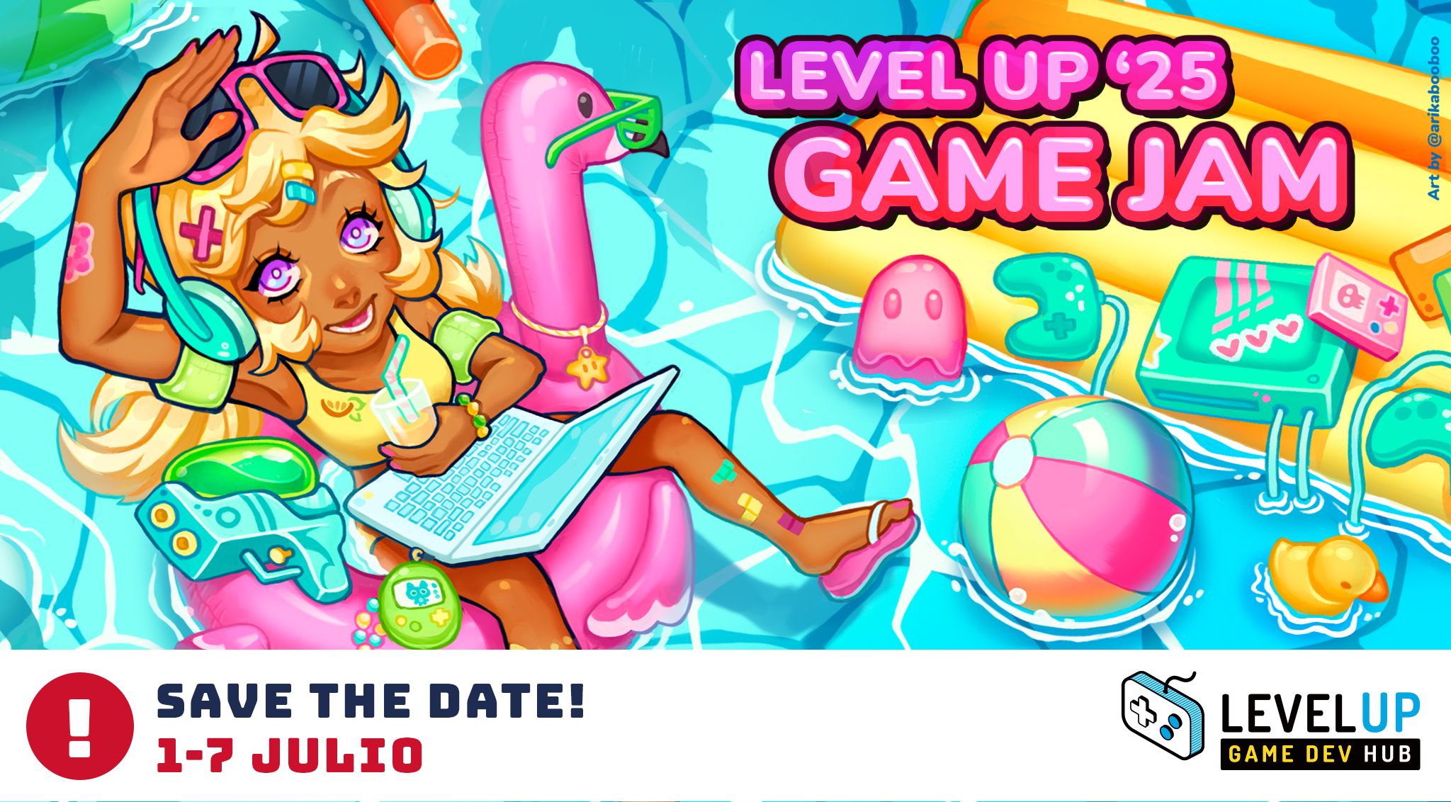 Poster for Level Up Game Jam 2025, by Level Up Game Hub.
